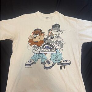 White Looney Tunes Colorado Rockies Vintage T-Shirt